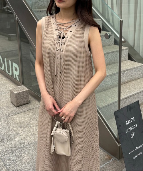 【セール】レースアップメッシュワンピース（ワンピース）｜LADYMADE（レディメイド）