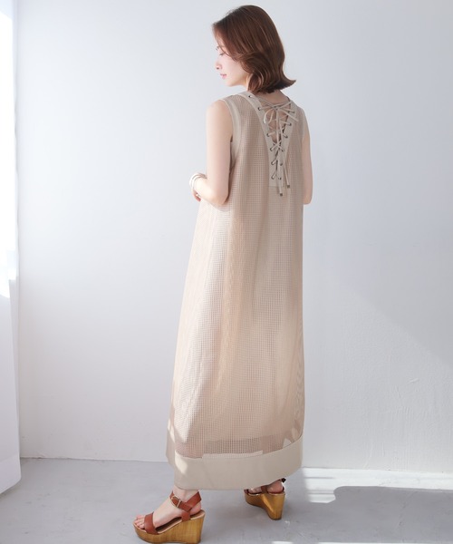 【セール】レースアップメッシュワンピース（ワンピース）｜LADYMADE（レディメイド）