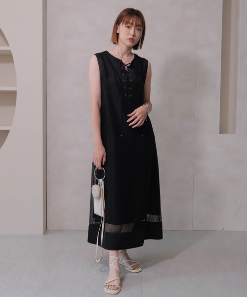 【セール】レースアップメッシュワンピース（ワンピース）｜LADYMADE（レディメイド）
