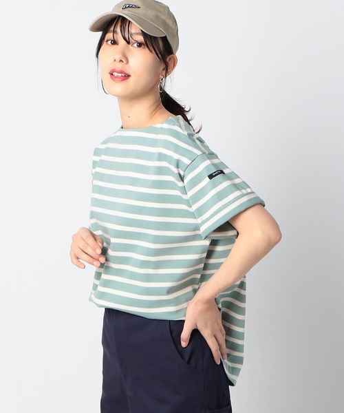 Grand PARK(グランドパーク)の「日本製 デラヴェ天竺 半袖Tシャツボーダー シーズンカラー(Tシャツ/カットソー・レディース・ホワイト系/ベージュ系/グリーン系1・FREE)」の3枚目の写真