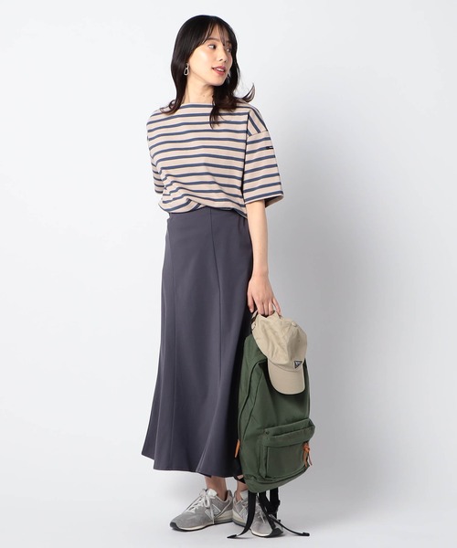 Grand PARK(グランドパーク)の「日本製 デラヴェ天竺 半袖Tシャツボーダー シーズンカラー(Tシャツ/カットソー・レディース・ホワイト系/ベージュ系/グリーン系1・FREE)」の5枚目の写真