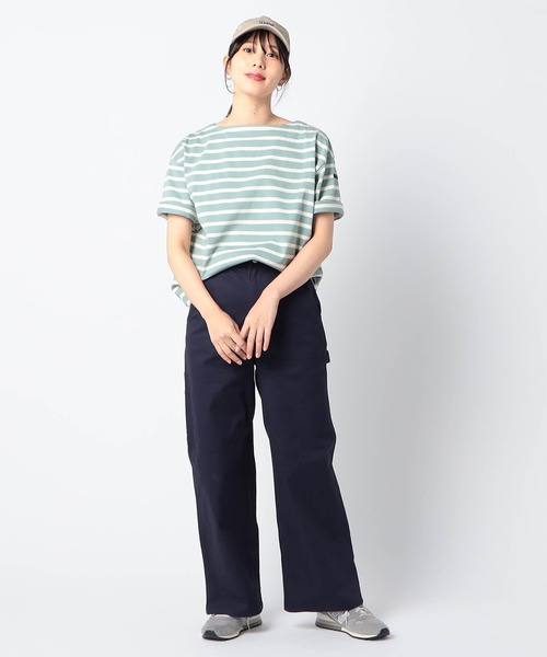 Grand PARK(グランドパーク)の「日本製 デラヴェ天竺 半袖Tシャツボーダー シーズンカラー(Tシャツ/カットソー・レディース・ホワイト系/ベージュ系/グリーン系1・FREE)」の6枚目の写真