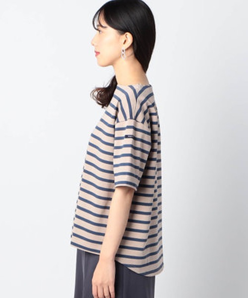 Grand PARK(グランドパーク)の「日本製 デラヴェ天竺 半袖Tシャツボーダー シーズンカラー(Tシャツ/カットソー・レディース・ホワイト系/ベージュ系/グリーン系1・FREE)」の8枚目の写真