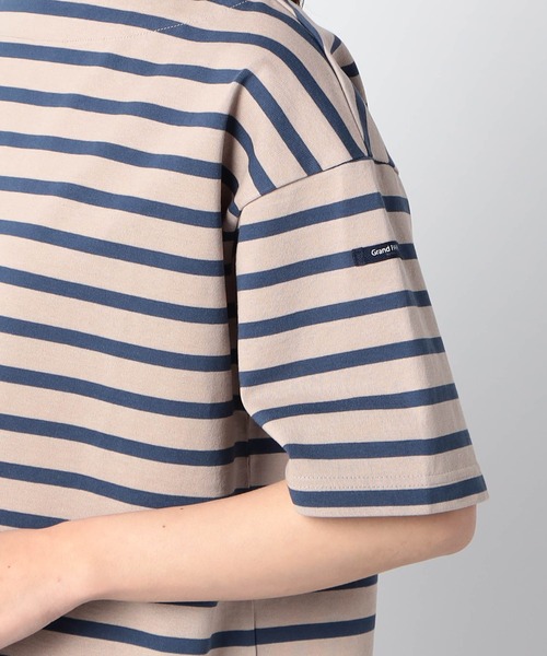 Grand PARK(グランドパーク)の「日本製 デラヴェ天竺 半袖Tシャツボーダー シーズンカラー(Tシャツ/カットソー・レディース・ホワイト系/ベージュ系/グリーン系1・FREE)」の10枚目の写真