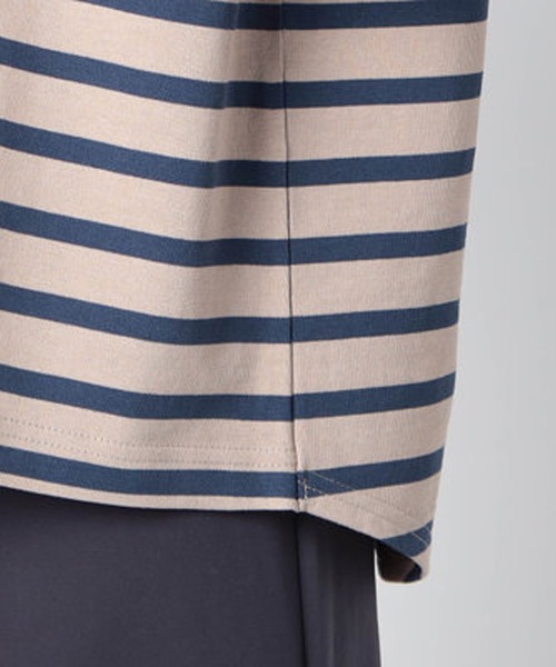 Grand PARK(グランドパーク)の「日本製 デラヴェ天竺 半袖Tシャツボーダー シーズンカラー(Tシャツ/カットソー・レディース・ホワイト系/ベージュ系/グリーン系1・FREE)」の12枚目の写真