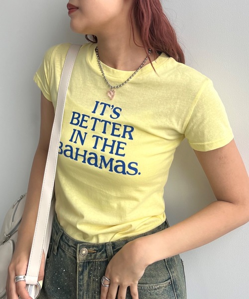 SHAGGIE（シャギー）の「フロントロゴプリントミニTEEシャツ（Tシャツ/カットソー・レディース・イエロー/ホワイト/チャコールグレー・FREE）」の3枚目の写真