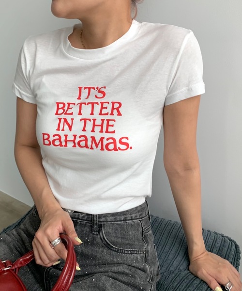 SHAGGIE（シャギー）の「フロントロゴプリントミニTEEシャツ（Tシャツ/カットソー・レディース・イエロー/ホワイト/チャコールグレー・FREE）」の6枚目の写真