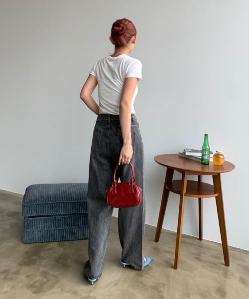 SHAGGIE（シャギー）の「フロントロゴプリントミニTEEシャツ（Tシャツ/カットソー・レディース・イエロー/ホワイト/チャコールグレー・FREE）」の8枚目の写真