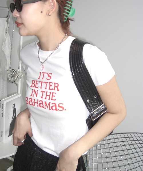 SHAGGIE（シャギー）の「フロントロゴプリントミニTEEシャツ（Tシャツ/カットソー・レディース・イエロー/ホワイト/チャコールグレー・FREE）」の4枚目の写真