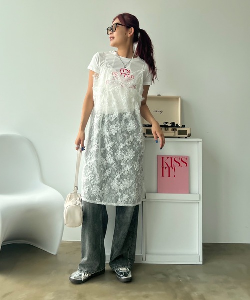 SHAGGIE（シャギー）の「フロントロゴプリントミニTEEシャツ（Tシャツ/カットソー・レディース・イエロー/ホワイト/チャコールグレー・FREE）」の17枚目の写真