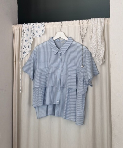 トップス idem asymmetry frill short sleeve shirt ZOZOTOWN限定】asymmetry frill short sleeve shirt/半袖フリル