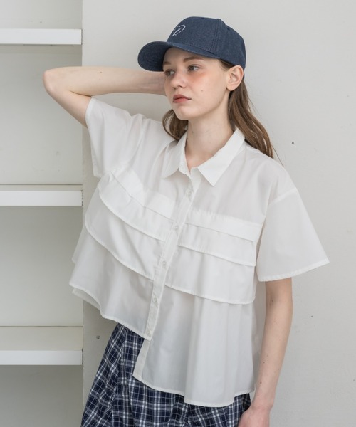 トップス idem asymmetry frill short sleeve shirt ZOZOTOWN限定】asymmetry frill short sleeve shirt/半袖フリル