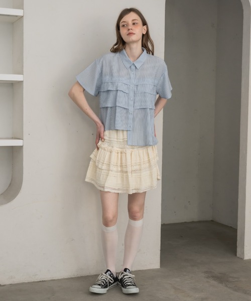 【新品】idem（イデム）border frill polo shirt border polo shirt – idem