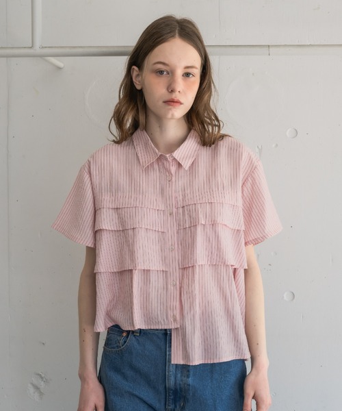 トップス idem asymmetry frill short sleeve shirt ZOZOTOWN限定】asymmetry frill short sleeve shirt/半袖フリル