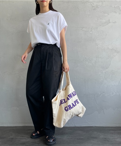GYMPHLEX（ジムフレックス）の「[GYMPHLEX/ジムフレックス] ワンポイントロゴ刺繍 ノースリーブカットソー（タンクトップ・レディース・ホワイト/ミント/ブラック・14）」の4枚目の写真