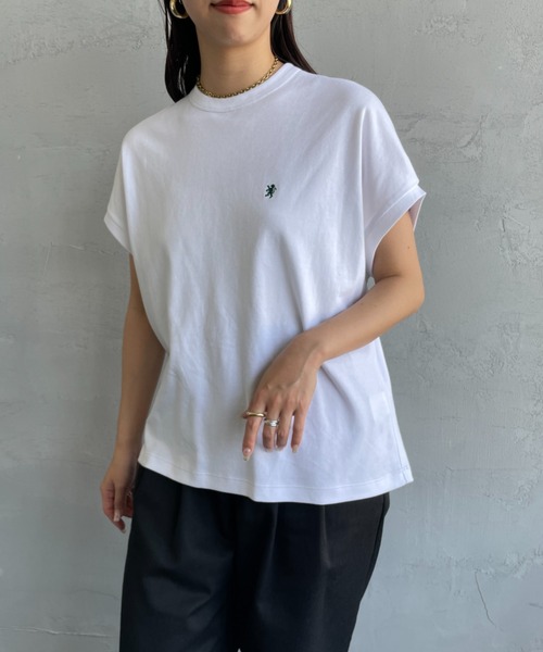 GYMPHLEX（ジムフレックス）の「[GYMPHLEX/ジムフレックス] ワンポイントロゴ刺繍 ノースリーブカットソー（タンクトップ・レディース・ホワイト/ミント/ブラック・14）」の11枚目の写真