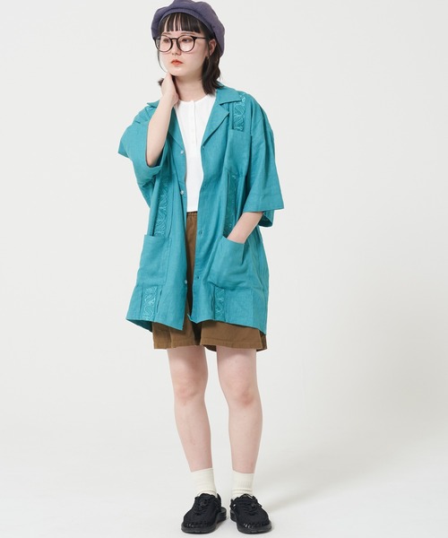 ROUGH TRADE(ラフトレード)の「麻レーヨン 半袖キューバシャツ(M1)(シャツ/ブラウス・メンズ・アイボリー/チャコールグレー/ミント/イエロー・X-LARGE/LARGE/MEDIUM)」の20枚目の写真