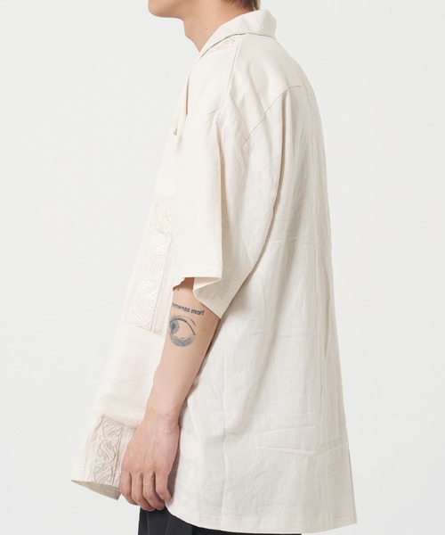 ROUGH TRADE(ラフトレード)の「麻レーヨン 半袖キューバシャツ(M1)(シャツ/ブラウス・メンズ・アイボリー/チャコールグレー/ミント/イエロー・X-LARGE/LARGE/MEDIUM)」の16枚目の写真
