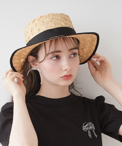 couture brooch（クチュールブローチ）の「◆ツイストモチーフラフィアハット（ハット・レディース・ブラック/ライトベージュ・00）」の13枚目の写真