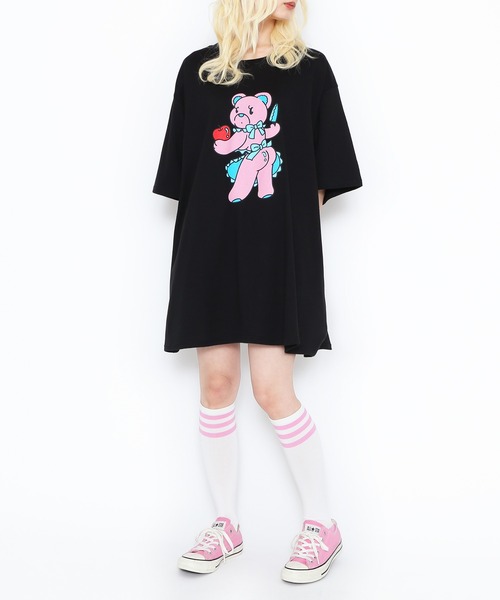 PUNYUS（プニュズ）の「ベアプリントビッグＴシャツ（Tシャツ/カットソー・レディース・ブラック/ホワイト・4/3）」の9枚目の写真