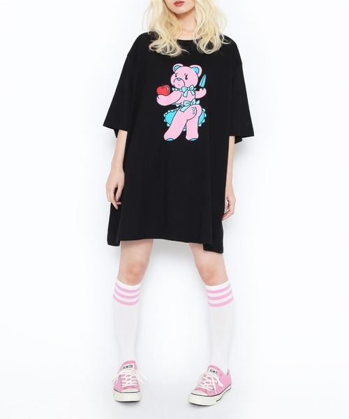 PUNYUS（プニュズ）の「ベアプリントビッグＴシャツ（Tシャツ/カットソー・レディース・ブラック/ホワイト・4/3）」の11枚目の写真