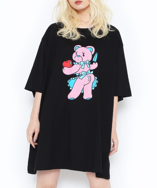 PUNYUS（プニュズ）の「ベアプリントビッグＴシャツ（Tシャツ/カットソー・レディース・ブラック/ホワイト・4/3）」の12枚目の写真