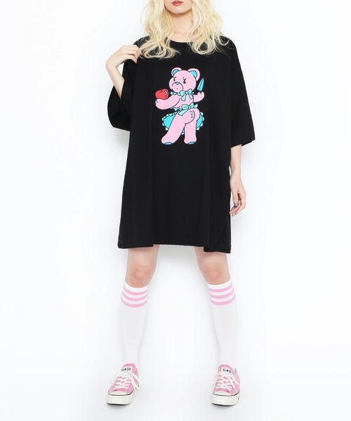 PUNYUS（プニュズ）の「ベアプリントビッグＴシャツ（Tシャツ/カットソー・レディース・ブラック/ホワイト・4/3）」の14枚目の写真