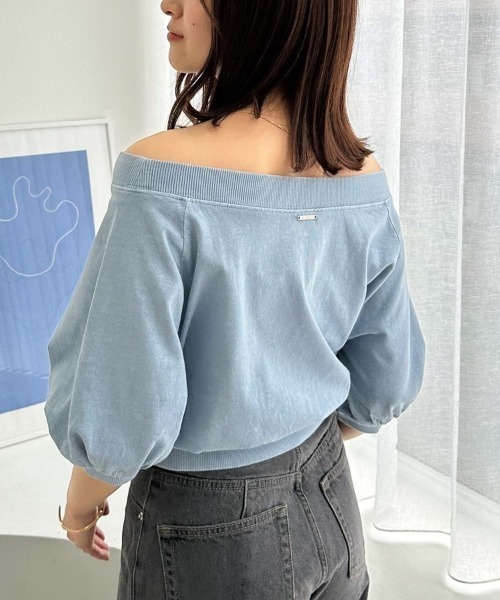 archives(アルシーヴ)の「ピグメントオフショルTシャツ(Tシャツ/カットソー・レディース・チャコールグレー/オフホワイト/ブラウン/ブルー・MEDIUM)」の14枚目の写真