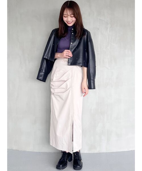 MERCURYDUO(マーキュリーデュオ)の「ショルダースリットナローストラップニット(ニット/セーター・レディース・マスタード/パープル/オフホワイト/ブラック・FREE)」の8枚目の写真