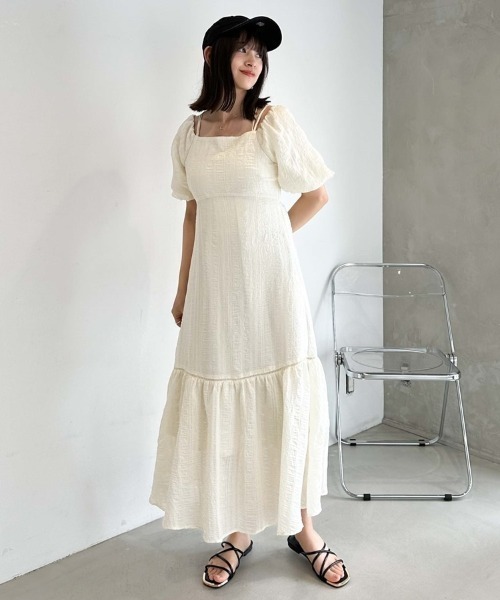 archives（アルシーヴ）の「シアーサッカー２ｗａｙオフショルワンピース（ワンピース・レディース・ブラック/グリーン/アイボリー・MEDIUM）」の20枚目の写真