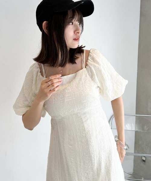 archives（アルシーヴ）の「シアーサッカー２ｗａｙオフショルワンピース（ワンピース・レディース・ブラック/グリーン/アイボリー・MEDIUM）」の18枚目の写真