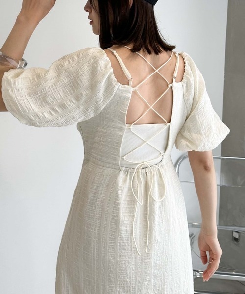 archives（アルシーヴ）の「シアーサッカー２ｗａｙオフショルワンピース（ワンピース・レディース・ブラック/グリーン/アイボリー・MEDIUM）」の16枚目の写真