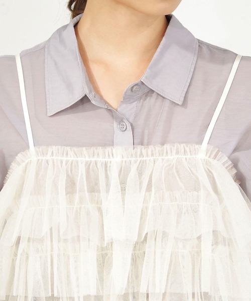 tiptop(ティップトップ)の「ラメチュール前後2wayフリルビスチェ(キャミソール・レディース・ブラック/アイボリー/グレー・FREE)」の11枚目の写真