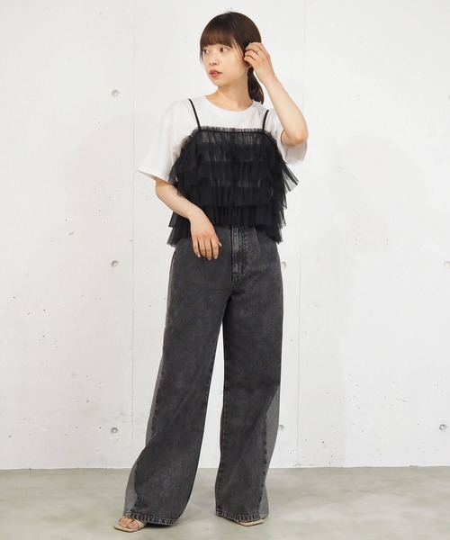 tiptop(ティップトップ)の「ラメチュール前後2wayフリルビスチェ(キャミソール・レディース・ブラック/アイボリー/グレー・FREE)」の18枚目の写真