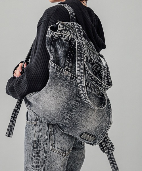 X-girl（エックスガール）の「2WAY DENIM BAG（トートバッグ・レディース・ブラック/インディゴブルー・ONE SIZE）」の14枚目の写真