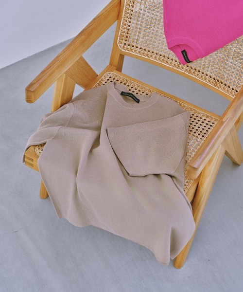 NANO universe（ナノユニバース）の「14ゲージミラノリブニット クルーネック 半袖(手洗い可能)（ニット/セーター・メンズ・ピンク/グレー系その他4/ブラック・M/L）」の3枚目の写真