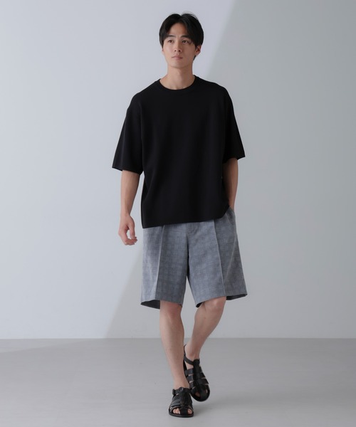 NANO universe（ナノユニバース）の「14ゲージミラノリブニット クルーネック 半袖(手洗い可能)（ニット/セーター・メンズ・ピンク/グレー系その他4/ブラック・M/L）」の8枚目の写真