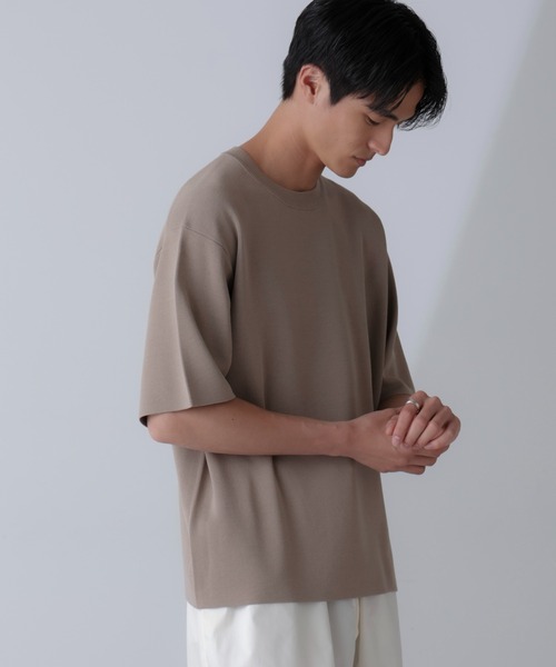 NANO universe（ナノユニバース）の「14ゲージミラノリブニット クルーネック 半袖(手洗い可能)（ニット/セーター・メンズ・ピンク/グレー系その他4/ブラック・M/L）」の14枚目の写真