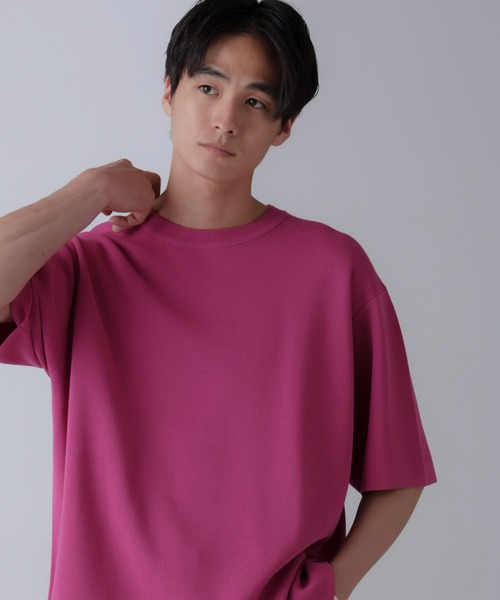 NANO universe（ナノユニバース）の「14ゲージミラノリブニット クルーネック 半袖(手洗い可能)（ニット/セーター・メンズ・ピンク/グレー系その他4/ブラック・M/L）」の19枚目の写真