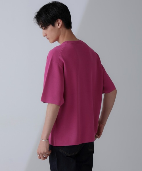 NANO universe（ナノユニバース）の「14ゲージミラノリブニット クルーネック 半袖(手洗い可能)（ニット/セーター・メンズ・ピンク/グレー系その他4/ブラック・M/L）」の21枚目の写真