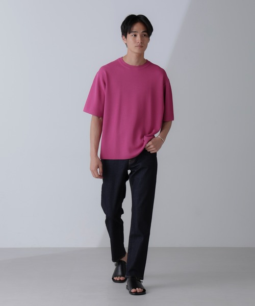 NANO universe（ナノユニバース）の「14ゲージミラノリブニット クルーネック 半袖(手洗い可能)（ニット/セーター・メンズ・ピンク/グレー系その他4/ブラック・M/L）」の22枚目の写真