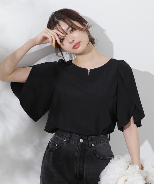 PROPORTION BODY DRESSING(プロポーションボディドレッシング)の「ポイントパールフレアスリーブブラウス / 1214210700(シャツ/ブラウス・レディース・ピンク/ホワイト系その他/ブラック・SMALL/MEDIUM)」の22枚目の写真