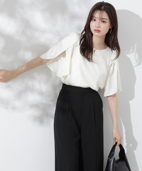 PROPORTION BODY DRESSING(プロポーションボディドレッシング)の「ポイントパールフレアスリーブブラウス / 1214210700(シャツ/ブラウス・レディース・ピンク/ホワイト系その他/ブラック・SMALL/MEDIUM)」の16枚目の写真