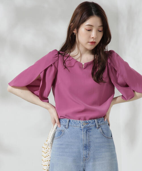 PROPORTION BODY DRESSING(プロポーションボディドレッシング)の「ポイントパールフレアスリーブブラウス / 1214210700(シャツ/ブラウス・レディース・ピンク/ホワイト系その他/ブラック・SMALL/MEDIUM)」の12枚目の写真