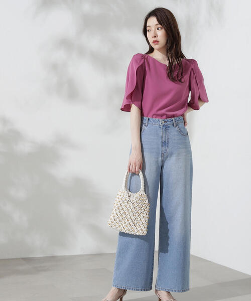 PROPORTION BODY DRESSING(プロポーションボディドレッシング)の「ポイントパールフレアスリーブブラウス / 1214210700(シャツ/ブラウス・レディース・ピンク/ホワイト系その他/ブラック・SMALL/MEDIUM)」の11枚目の写真