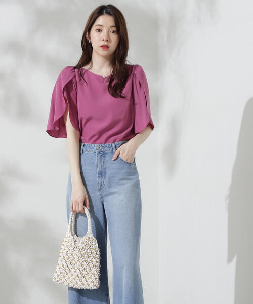 PROPORTION BODY DRESSING(プロポーションボディドレッシング)の「ポイントパールフレアスリーブブラウス / 1214210700(シャツ/ブラウス・レディース・ピンク/ホワイト系その他/ブラック・SMALL/MEDIUM)」の10枚目の写真