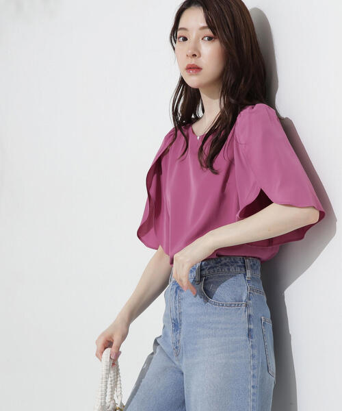 PROPORTION BODY DRESSING(プロポーションボディドレッシング)の「ポイントパールフレアスリーブブラウス / 1214210700(シャツ/ブラウス・レディース・ピンク/ホワイト系その他/ブラック・SMALL/MEDIUM)」の9枚目の写真