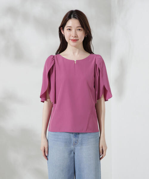 PROPORTION BODY DRESSING(プロポーションボディドレッシング)の「ポイントパールフレアスリーブブラウス / 1214210700(シャツ/ブラウス・レディース・ピンク/ホワイト系その他/ブラック・SMALL/MEDIUM)」の8枚目の写真