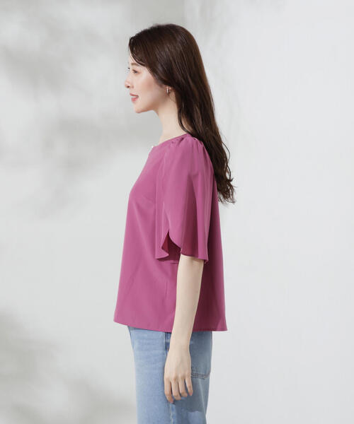 PROPORTION BODY DRESSING(プロポーションボディドレッシング)の「ポイントパールフレアスリーブブラウス / 1214210700(シャツ/ブラウス・レディース・ピンク/ホワイト系その他/ブラック・SMALL/MEDIUM)」の7枚目の写真