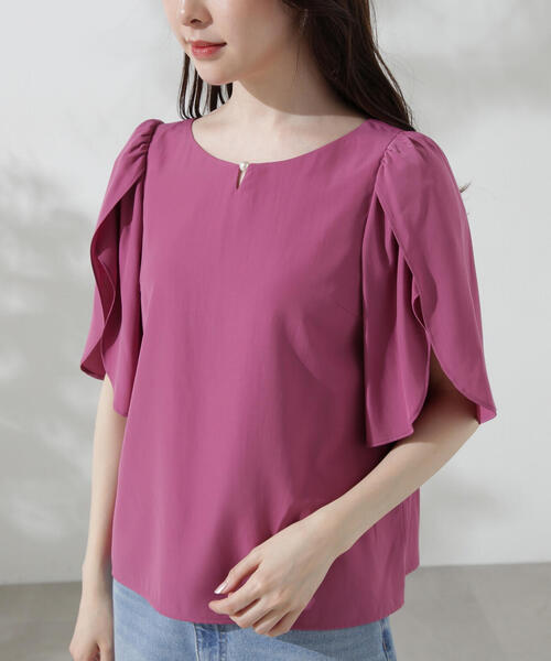 PROPORTION BODY DRESSING(プロポーションボディドレッシング)の「ポイントパールフレアスリーブブラウス / 1214210700(シャツ/ブラウス・レディース・ピンク/ホワイト系その他/ブラック・SMALL/MEDIUM)」の5枚目の写真